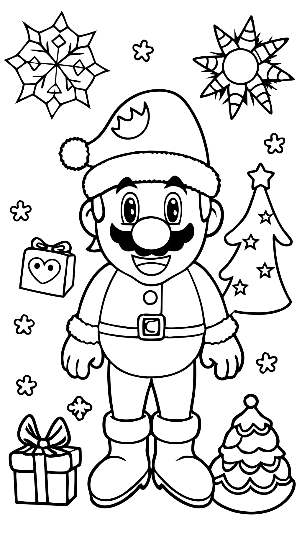 pages à colorier mario de Noël